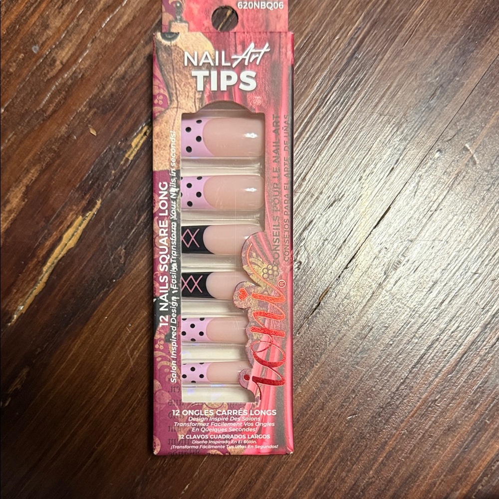 Pink and Black Nail Art Tips